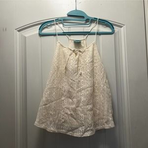 C &‎ C California Women’s All Over Lace Cotton Blend Swing Tank Top Size M Cream